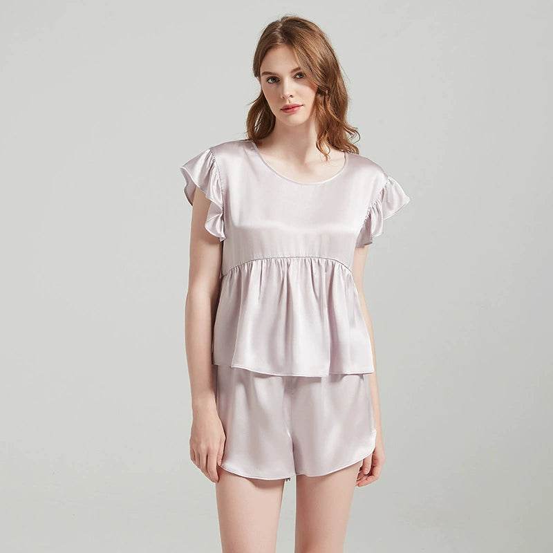 Silk Pajamas - Elegant Ruffle Design Sleepwear 2025 Summer - LANI SILK 