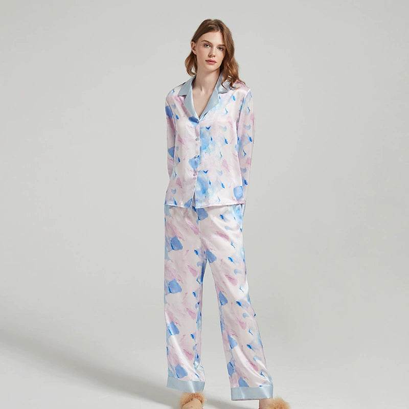 Silk Pajamas - Printed Long Sleeve Summer Sleepwear - LANI SILK 