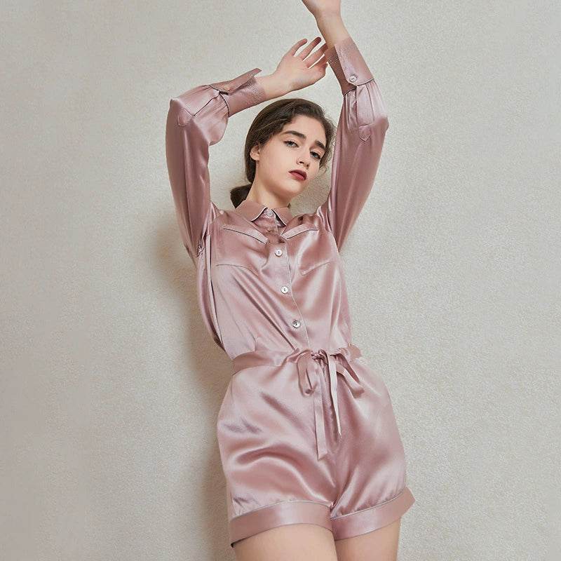 Silk Pajamas – Rhinestone-Embellished Luxury with Elegant Accents - LANI SILK 