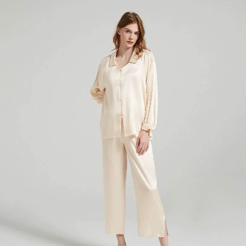 Silk Pajamas - Elegant Long Sleeve Sleepwear Sexy - LANI SILK 