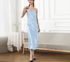 Silk Nightgown - Sexy Long Sleep Dress Spaghetti Straps