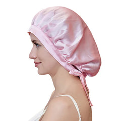 Silk Bonnets Sleep Cap Night Hat with Adjustable Ribbons Hair