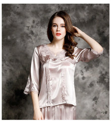 Silk Pajamas - V Neck Long Sleeve Elegant & Comfortable Loungewear