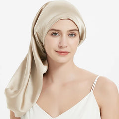 Silk Bonnets Hair Cap Long with Elastic Tie Adjustable