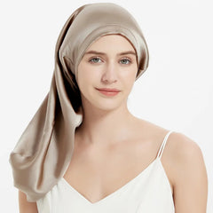 Silk Bonnets Hair Cap Long with Elastic Tie Adjustable