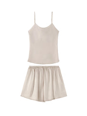 Silk Camisole Sets and Shorts Sleeveless Chic Summer Solid Camisoles