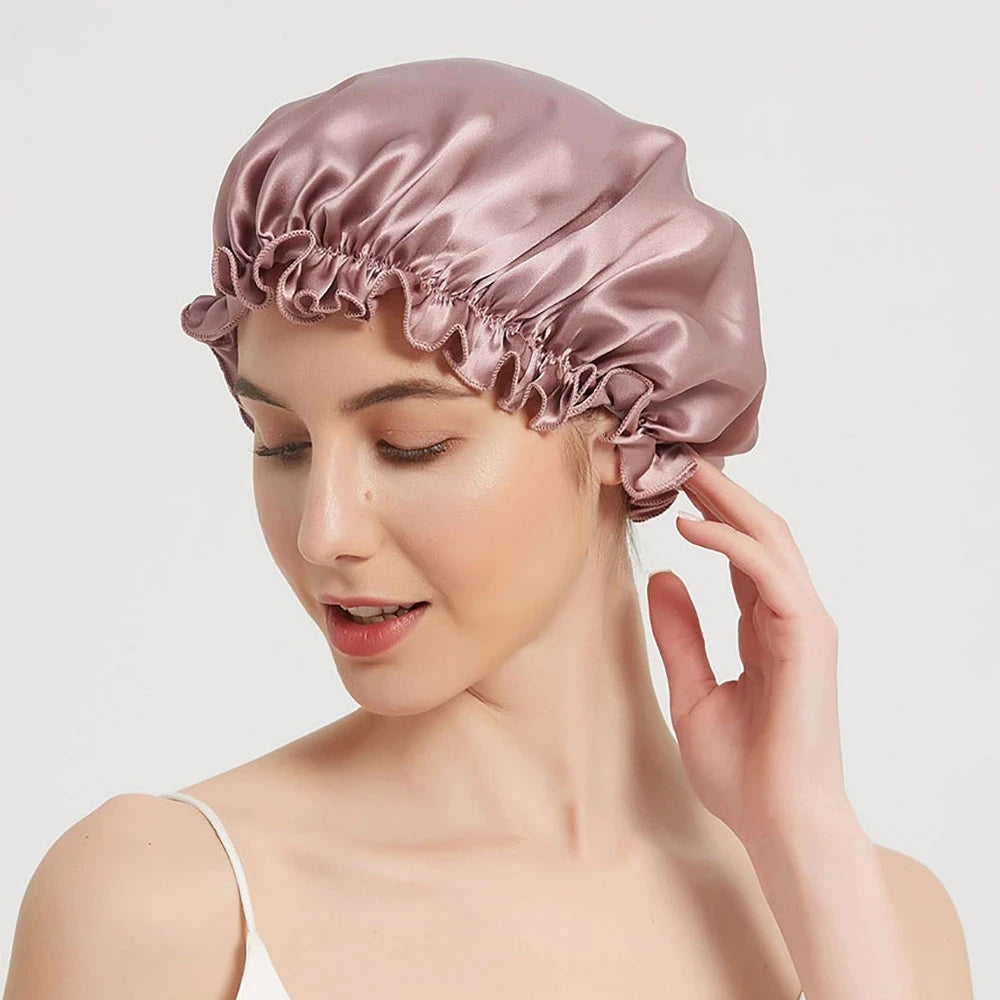 Silk Bonnets Night Sleeping Cap Hats Hair Wrap Elastic Band