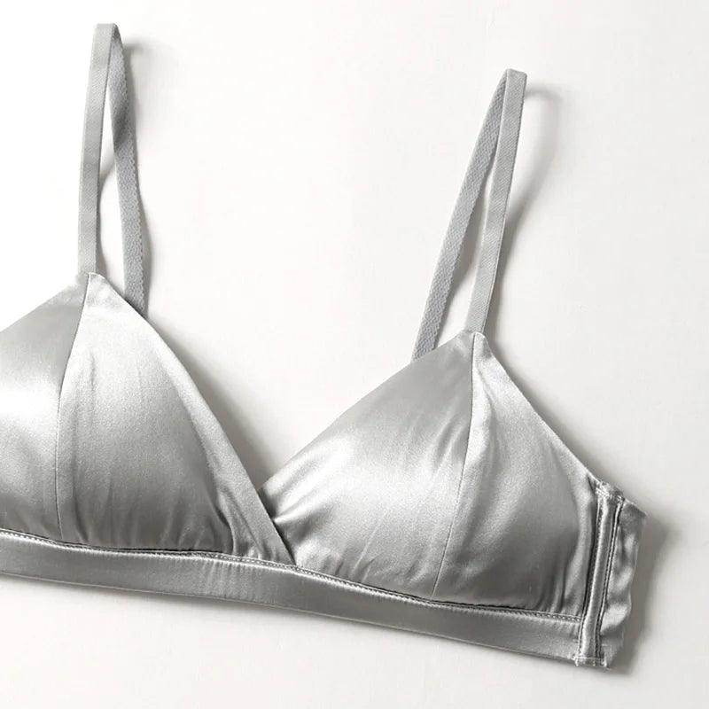 Silk Bra - Wire Free Push Up Bralett Lightly Lined Comfortable - LANI SILK 