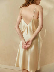 Silk Nightgown - Sexy Spaghetti Straps Elegant V Neck