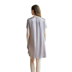 Silk Nightgown - Lace Short Sleeves Chest Pads Elegant Sleepwear