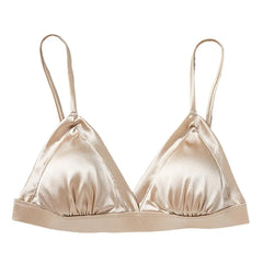 Silk Bra Wireless Underwire Sleep Padded Triangle V Neck Everyday