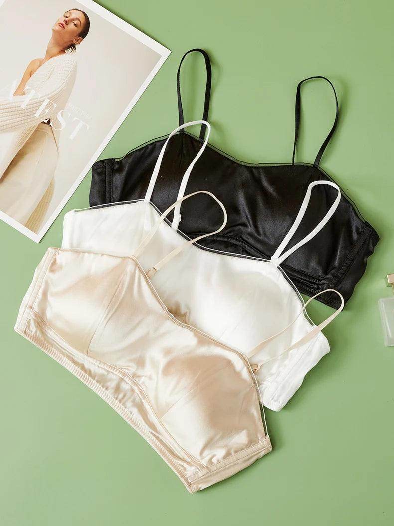 Silk Bra - Wire Free Lace Padded Comfortable Intimates - LANI SILK 