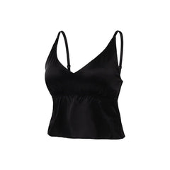 Silk Bra Wire-Free Thin Padded Camisoles Black & White