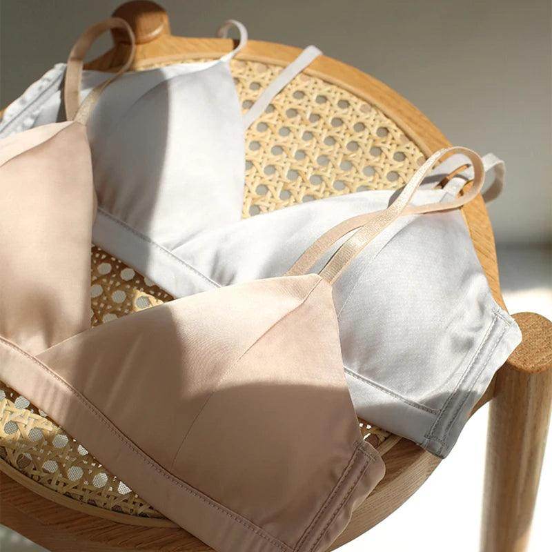 Silk Bra - Wire Free Push Up Bralett Lightly Lined Comfortable - LANI SILK 