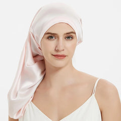 Silk Bonnets Hair Cap Long with Elastic Tie Adjustable