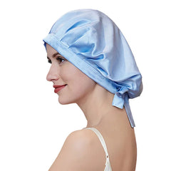 Silk Bonnets Sleep Cap Night Hat with Adjustable Ribbons Hair