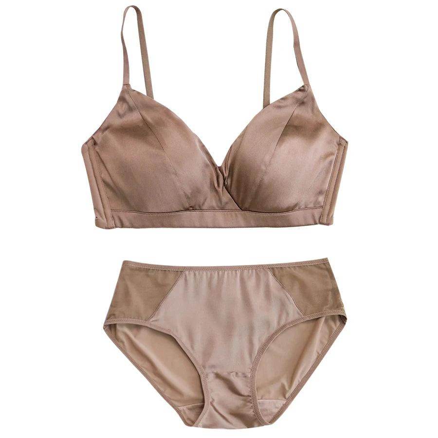 Silk Bra & Panty Sets - Wire Free Thin Mold Cup Cozy Intimates - LANI SILK 