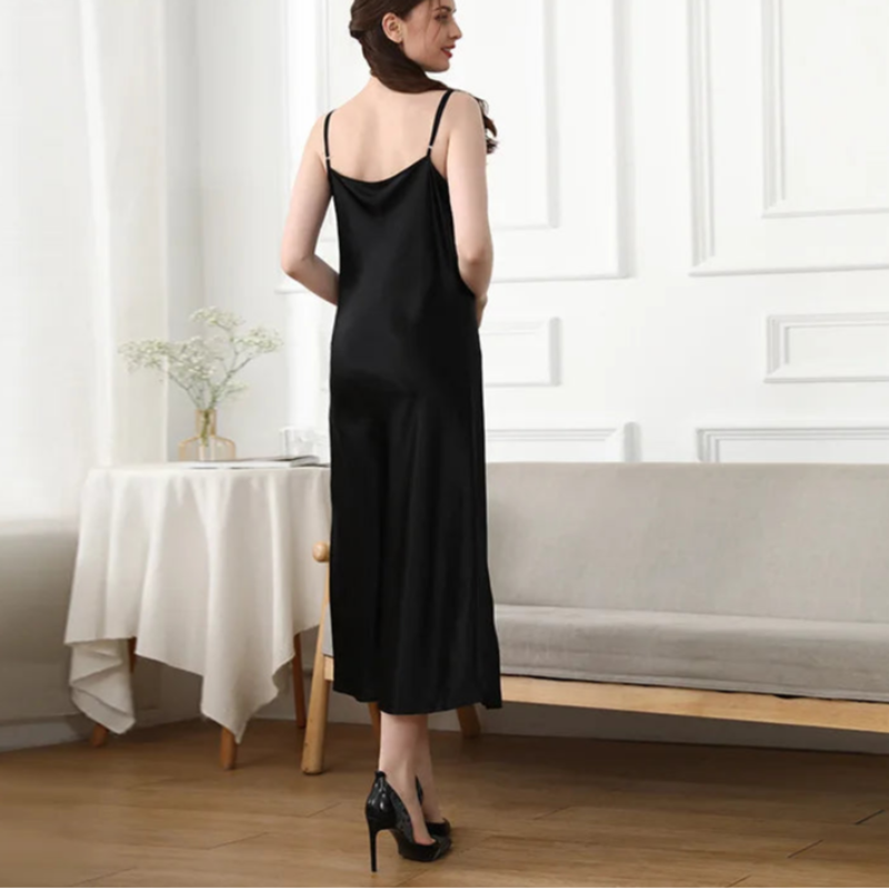 Silk Nightgown - Sexy Long Sleep Dress Spaghetti Straps