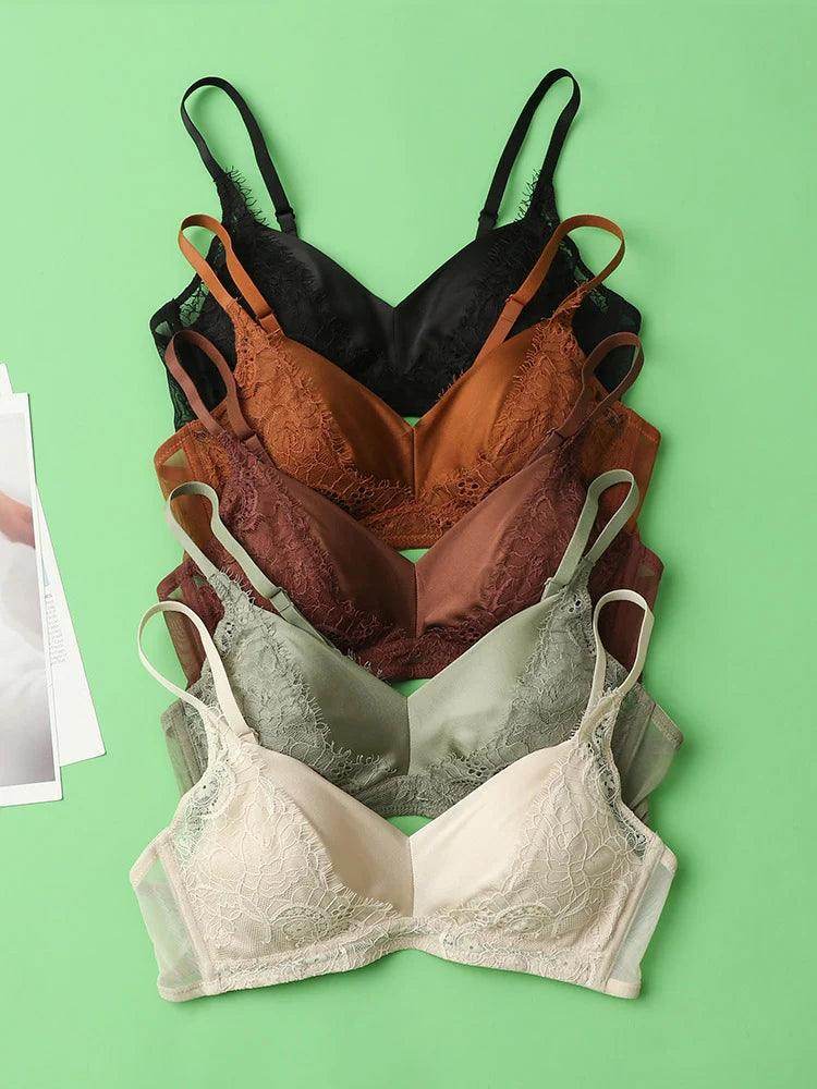 Silk Bra - Wire Free Lace Padded Intimates - LANI SILK 