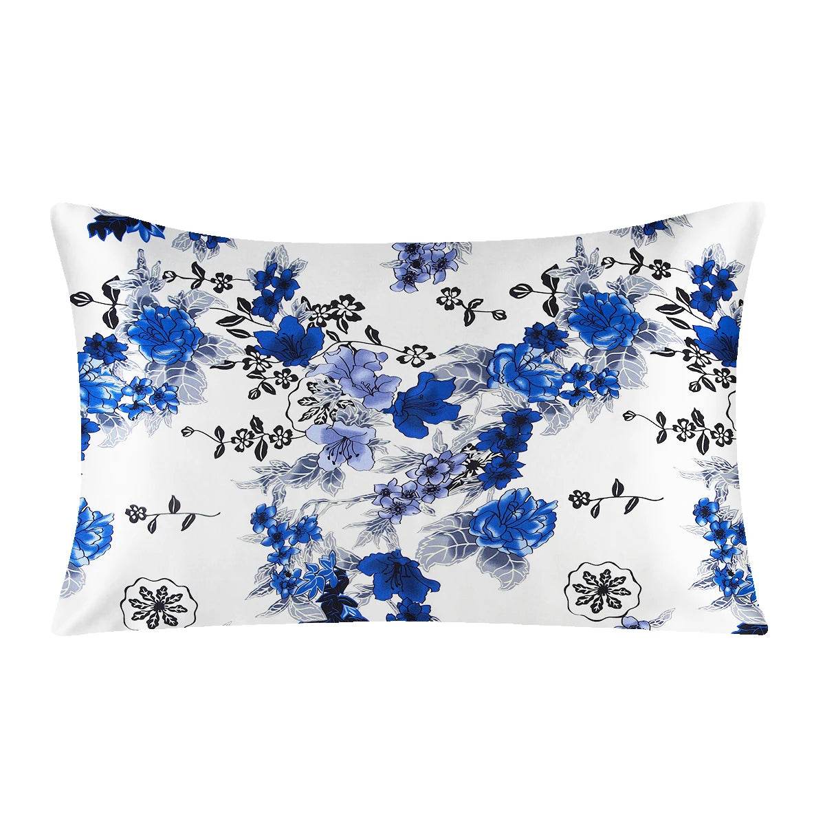 Silk Pillowcases - Floral Print Zipper Closure Standard Size - LANI SILK 
