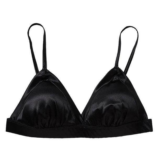 Silk Bra Wireless Underwire Sleep Padded Triangle V Neck Everyday - LANI SILK 