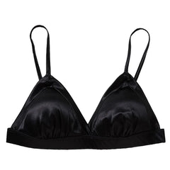 Silk Bra Wireless Underwire Sleep Padded Triangle V Neck Everyday