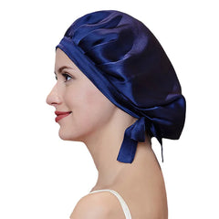 Silk Bonnets Sleep Cap Night Hat with Adjustable Ribbons Hair