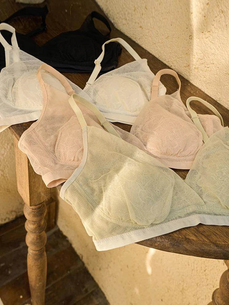 Silk Bra & Panty Sets - Lining Wire Free Thin Mold Intimates - LANI SILK 