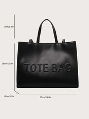 Tote Bag Fashionable With Letter Solid Simple Crossbody Casual