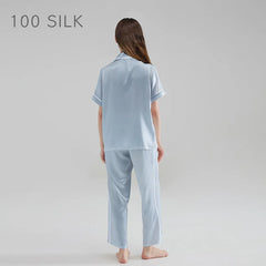 Silk Pajamas - Premium 100% Silk Sleepwear Short Sleeve & Long Pants