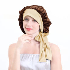 Silk Bonnets 100% Pure Large Sleeping Cap Care with Elastic Tie Curly