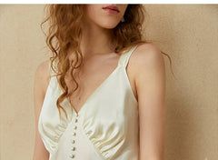 Silk Nightgown - Spaghetti Straps Elegant V Neck