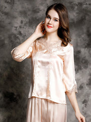 Silk Pajamas - V Neck Long Sleeve Elegant & Comfortable Loungewear