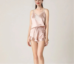 Silk Pajamas - Elegant Ruffle Design Sleepwear 2025 Summer