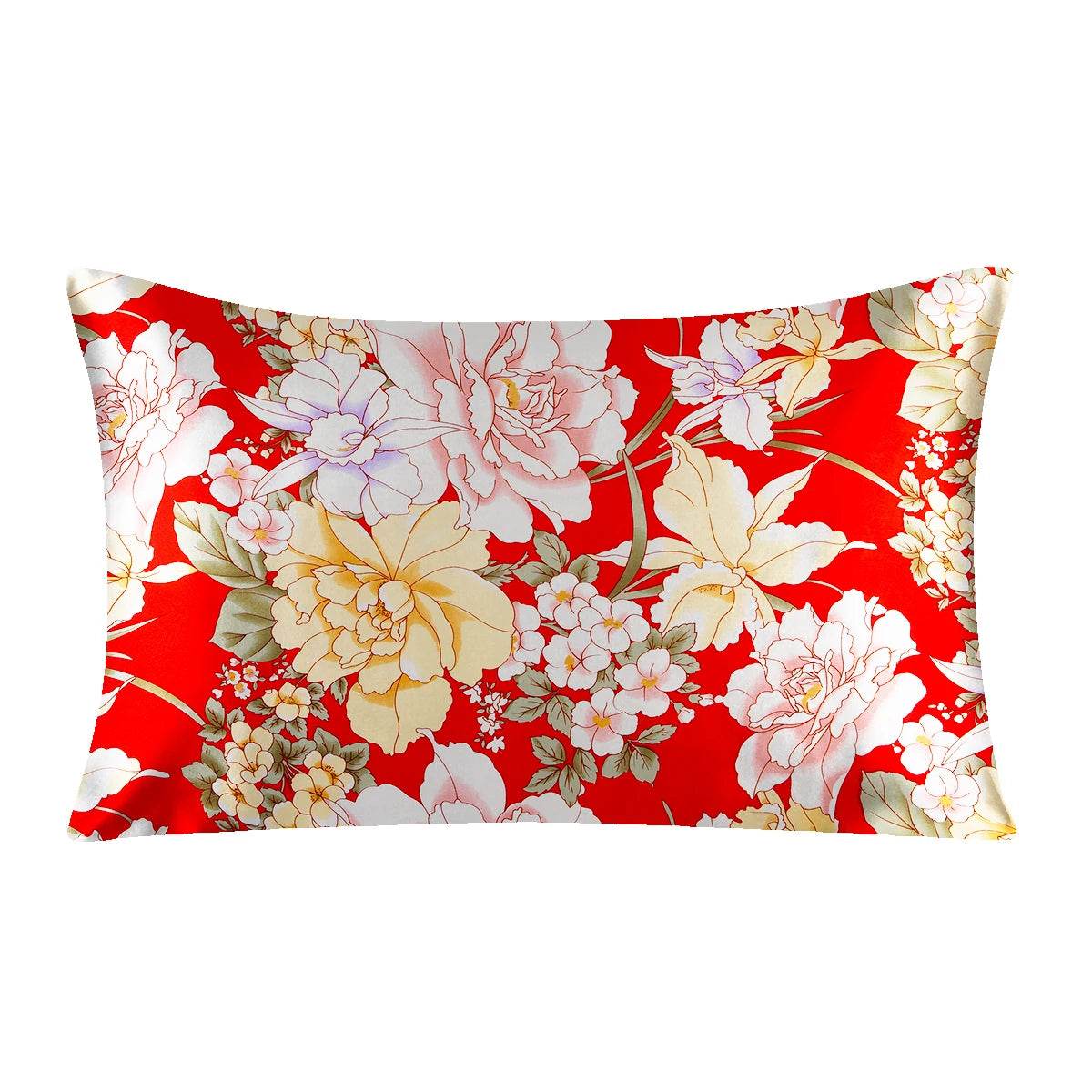 Silk Pillowcases - Floral Print Zipper Closure Standard Size - LANI SILK 