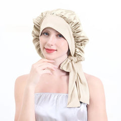 Silk Bonnets 100% Pure Large Sleeping Cap Care with Elastic Tie Curly