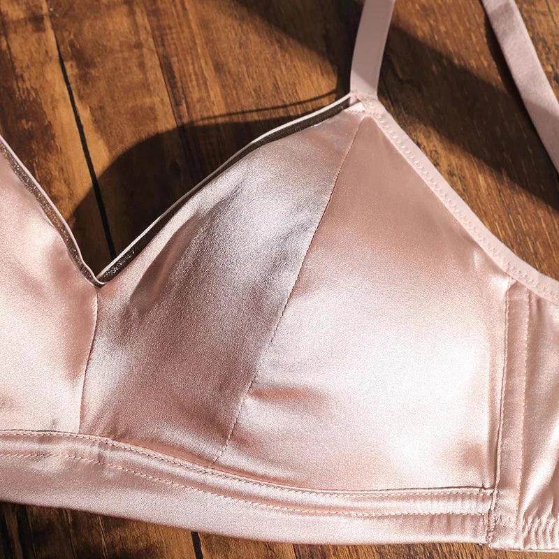 Silk Bra - Wireless Padded V Neck Sexy Everyday Lingerie - LANI SILK 