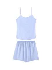 Silk Camisole Sets and Shorts Sleeveless Chic Summer Solid Camisoles