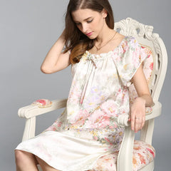 Silk Nightgown - Short Sleeve Women's Fashion Casual