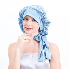 Silk Bonnets 100% Pure Large Sleeping Cap Care with Elastic Tie Curly