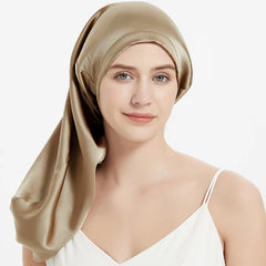 Silk Bonnets Hair Cap Long with Elastic Tie Adjustable