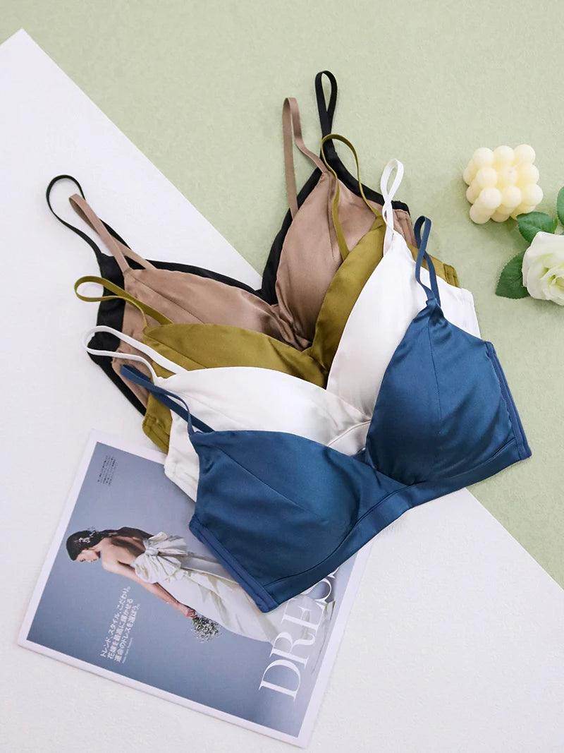 Silk Bra & Panty Sets - Wire Free Thin Mold Cup Cozy Intimates - LANI SILK 