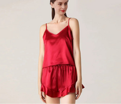 Silk Pajamas - Elegant Ruffle Design Sleepwear 2025 Summer