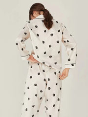 Silk Pajamas - Wave Dot Print Long Sleeve Set