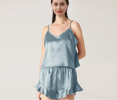 Silk Pajamas - Elegant Ruffle Design Sleepwear 2025 Summer