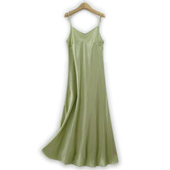 Silk Dress Elegant Women Strap Solid Color Simplicity