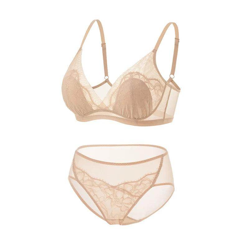 Silk Bra & Panty Sets - Lining Wire Free Thin Mold Intimates - LANI SILK 