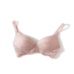 Silk Lace Bra Push-Up 100% Natural Silk Wire-Free Thin Padding White & Pink