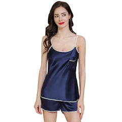 Silk Camisole Sets - Sleeveless Summer Pajamas With Pockets