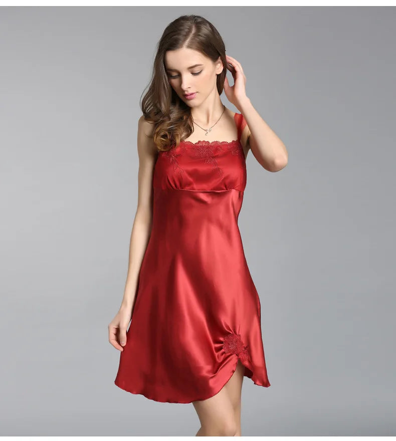 Silk Nightgown - Straight Neckline Sexy & Comfortable Loungewear